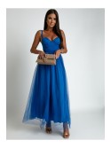 Cornflower blue dress with tulle skirt AZR666